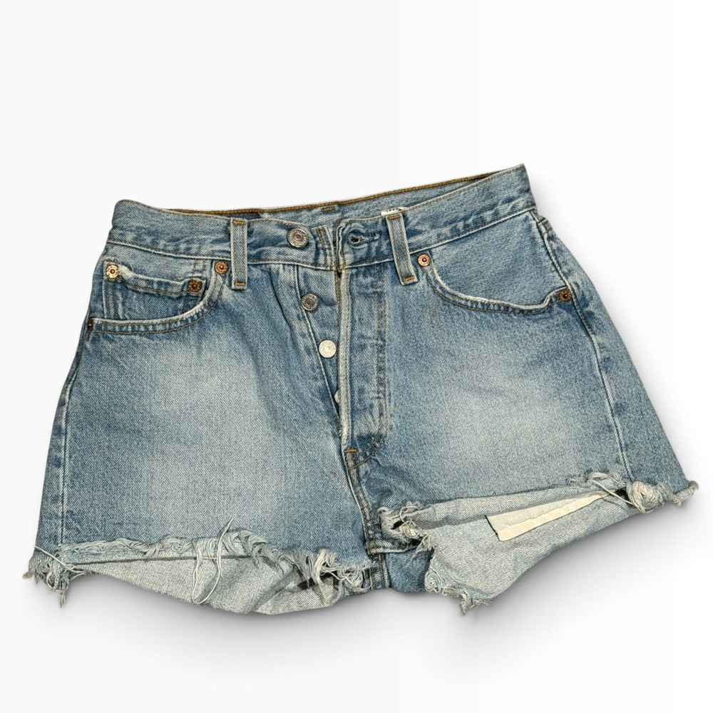 Vintage Levis 501 High Rise Denim Shorts Button Fly Y2K USA W28 Cut Offs Booty